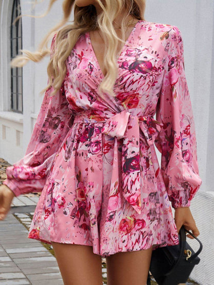 Devine Tied Surplice Long Sleeve Romper - Selvanelle