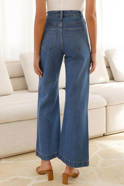 High Waist Bootcut Jeans with Pockets for Stylish Comfort - Selvanelle