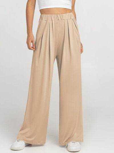 Elastic Waist Wide Leg Pants for Women in Various Sizes - Selvanelle