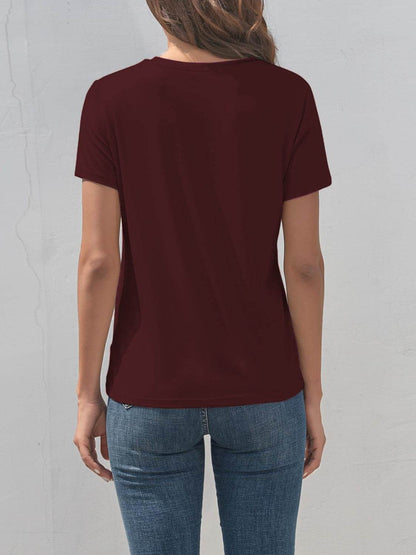 Graphic Round Neck Short Sleeve T-Shirt - Selvanelle