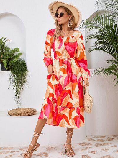 Stylish Printed Long Sleeve Midi Dress for All Occasions - Selvanelle