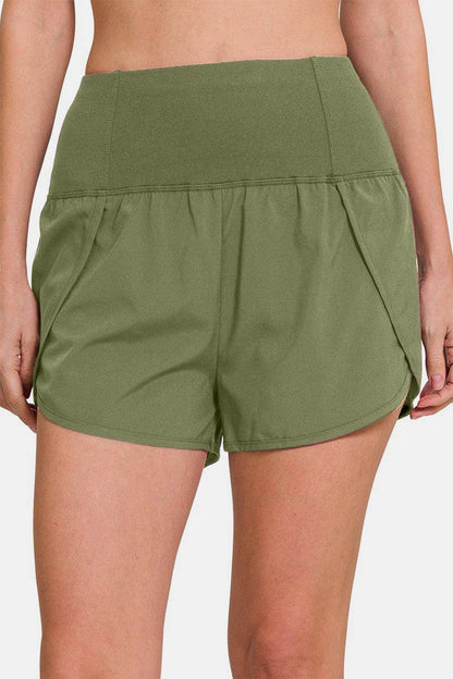 Zenana High-Waisted Zippered Back Pocket Active Shorts - Selvanelle