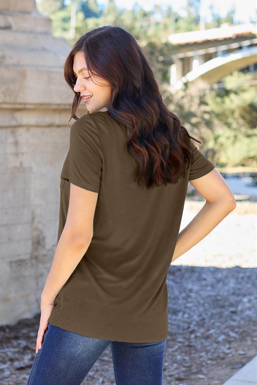 Basic Bae Full Size V-Neck Short Sleeve T-Shirt for Women - Selvanelle