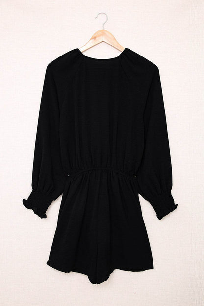Tied Flounce Sleeve Plunge Romper - Selvanelle
