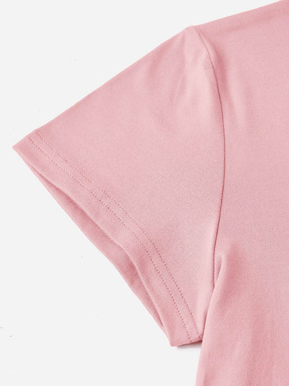 Graphic Round Neck Short Sleeve T-Shirt - Selvanelle