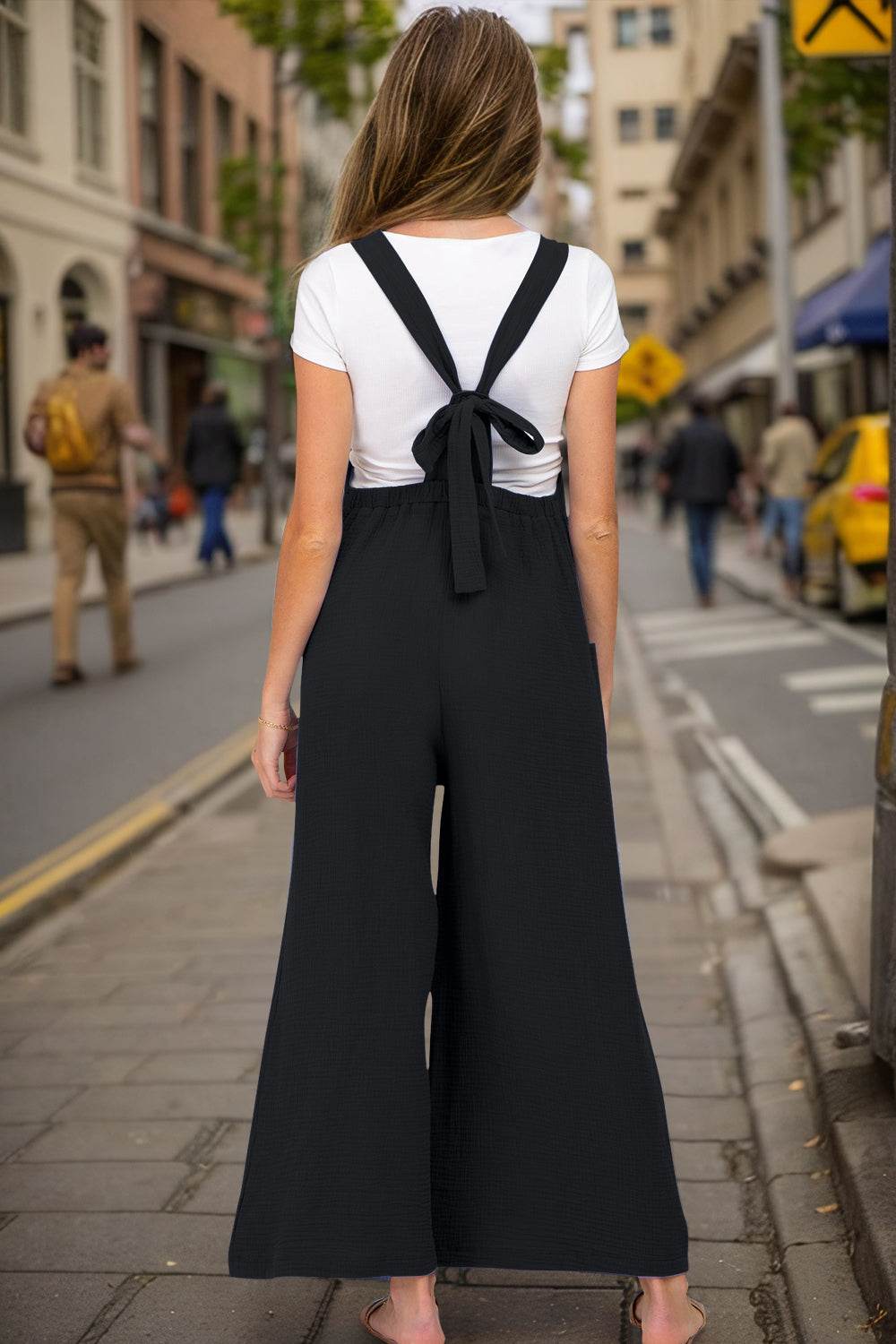 Double Take Full Size Wide Leg Overalls with Pockets - Selvanelle