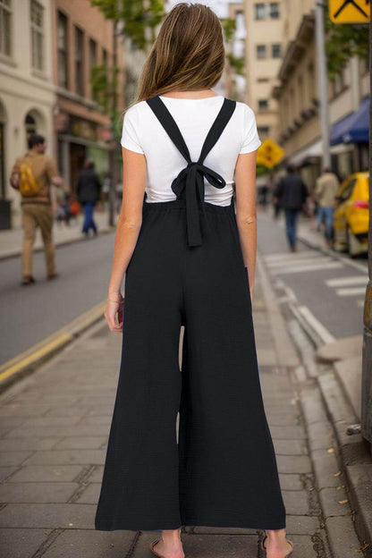 Double Take Full Size Wide Leg Overalls with Pockets - Selvanelle