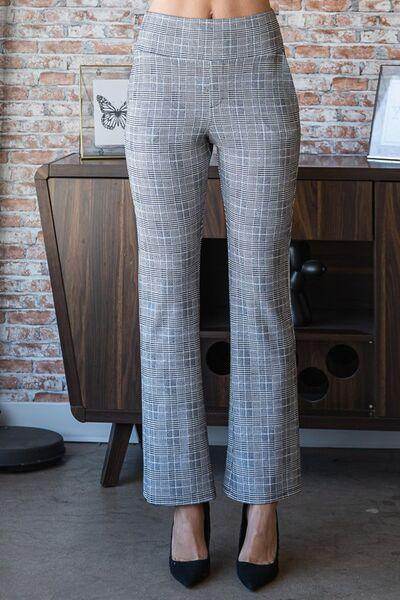 Heimish Full Size Plaid Flare Pants With Wide Waist Band Plus Size - Selvanelle