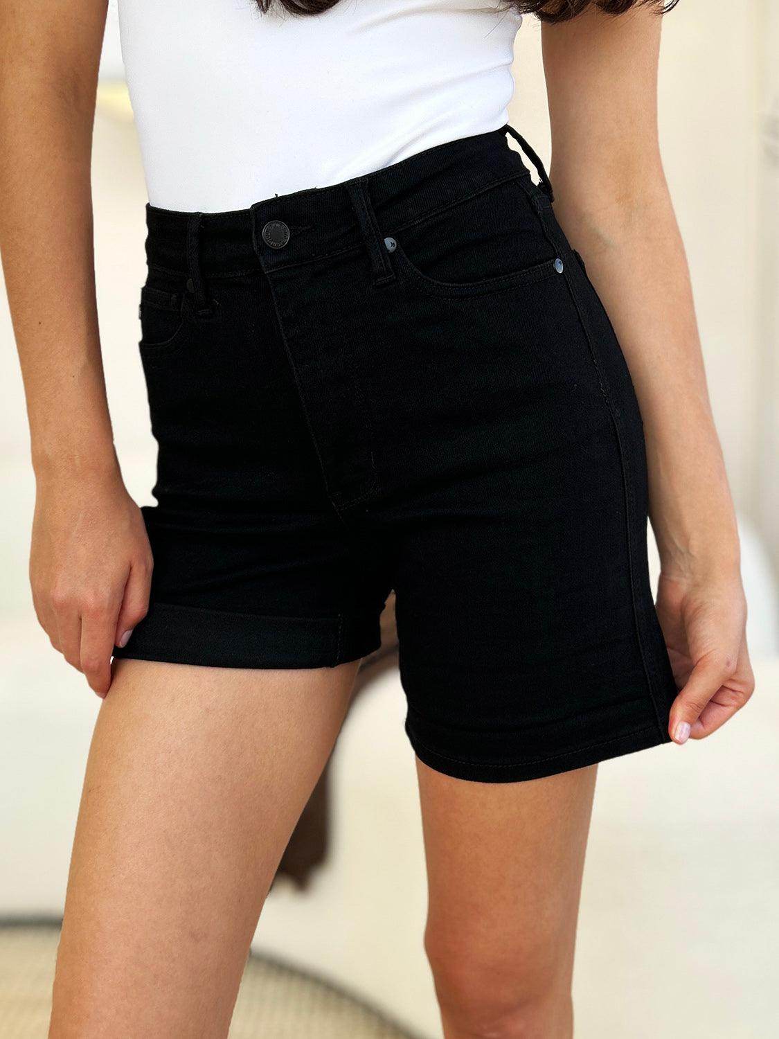 Judy Blue Full Size High Waist Tummy Control Cuffed Shorts - Selvanelle
