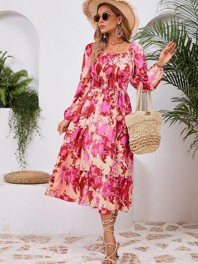 Stylish Printed Long Sleeve Midi Dress for All Occasions - Selvanelle