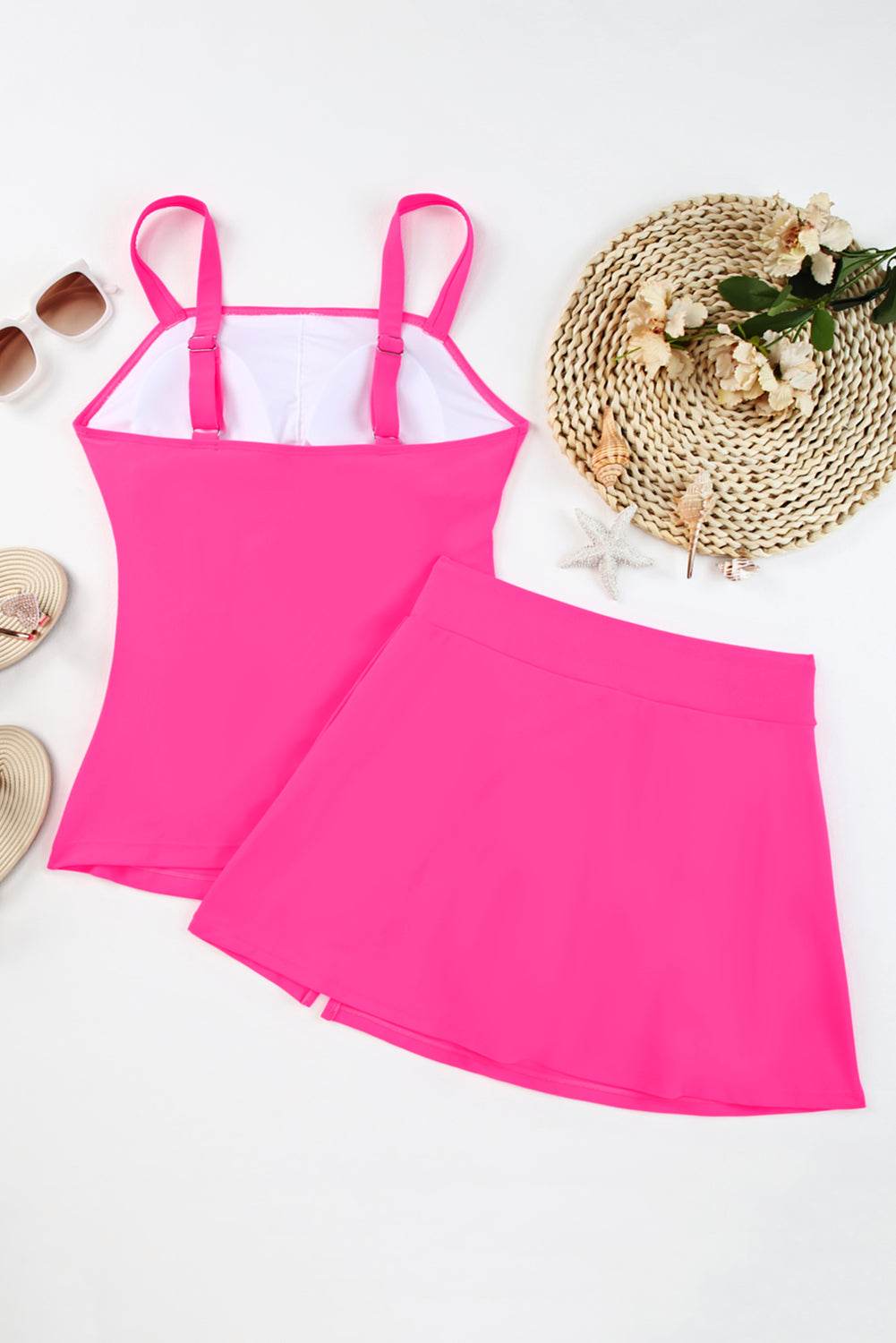 Square Neck Top and Skirt Swim Set - Selvanelle