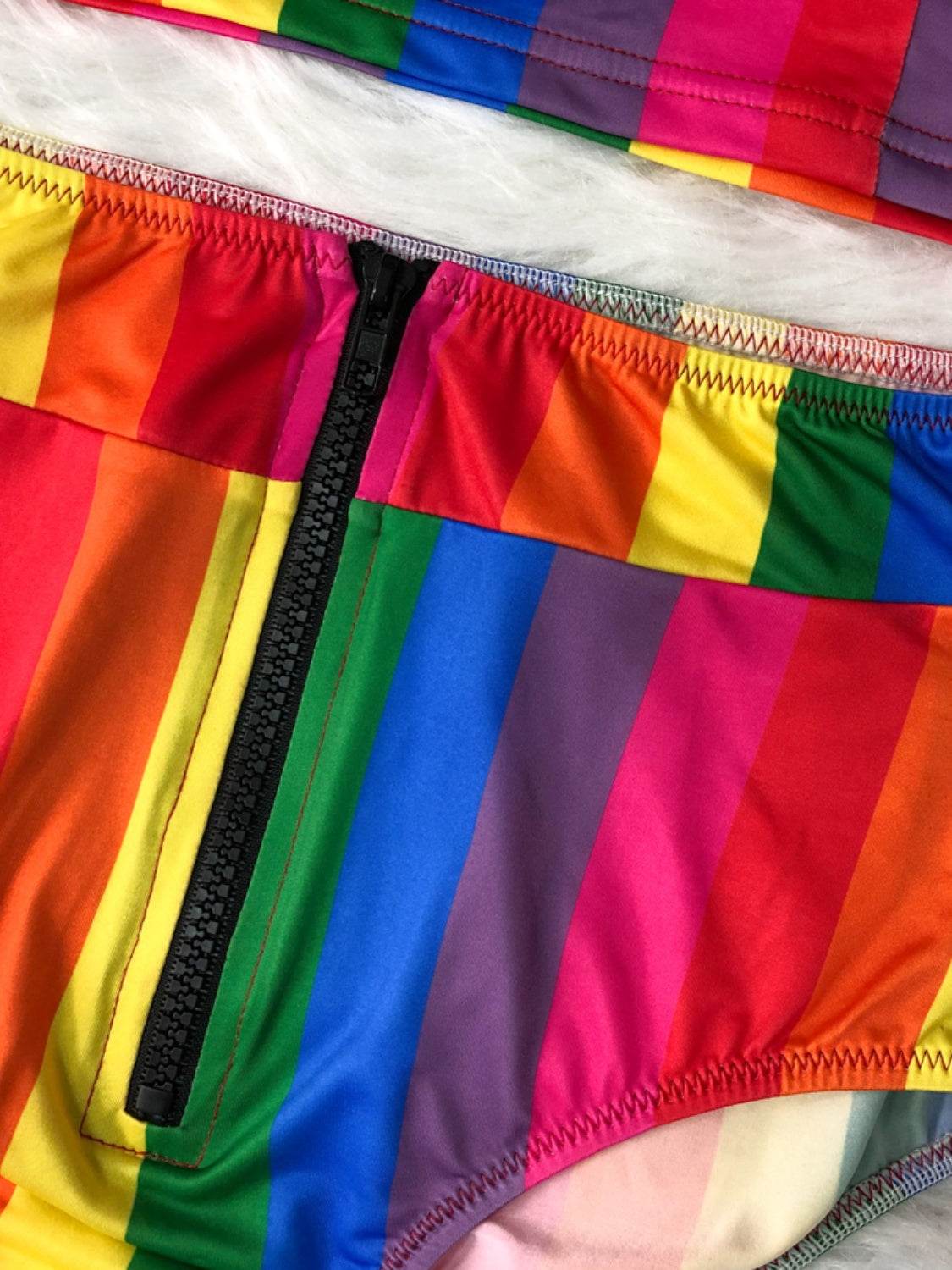 Contrast Half Zip Top and Brief Swim Set - Selvanelle