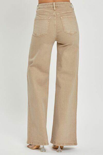 RISEN Full Size Tummy Control High Rise Wide Leg Jeans - Selvanelle
