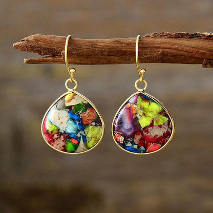 18K Gold-Plated Natural Stone Earrings for Elegant Style - Selvanelle