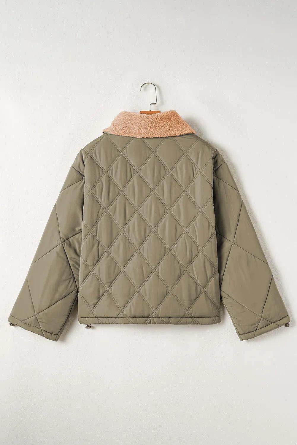 Drawstring Collared Neck Long Sleeve Winter Coat for Women - Selvanelle