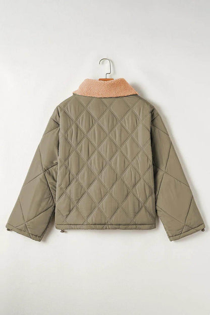 Drawstring Collared Neck Long Sleeve Winter Coat for Women - Selvanelle
