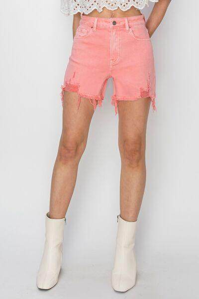 RISEN High Rise Distressed Denim Shorts for Trendy Style - Selvanelle