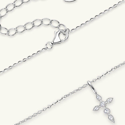 925 Sterling Silver Moissanite Cross Pendant Necklace - Selvanelle