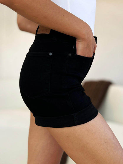Judy Blue Full Size High Waist Tummy Control Cuffed Shorts - Selvanelle