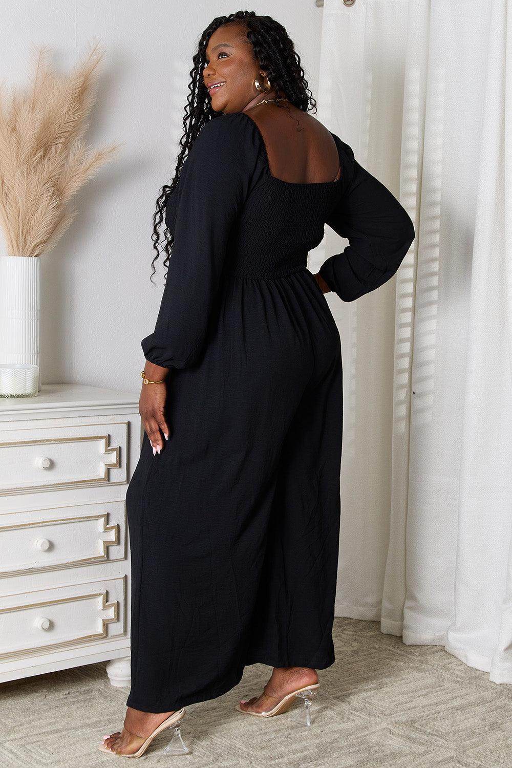 Double Take Square Neck Jumpsuit with Pockets for Women - Selvanelle