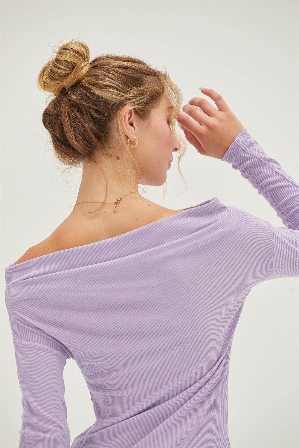 HYFVE Off Shoulder Ribbed Knit Top for Casual Elegance - Selvanelle