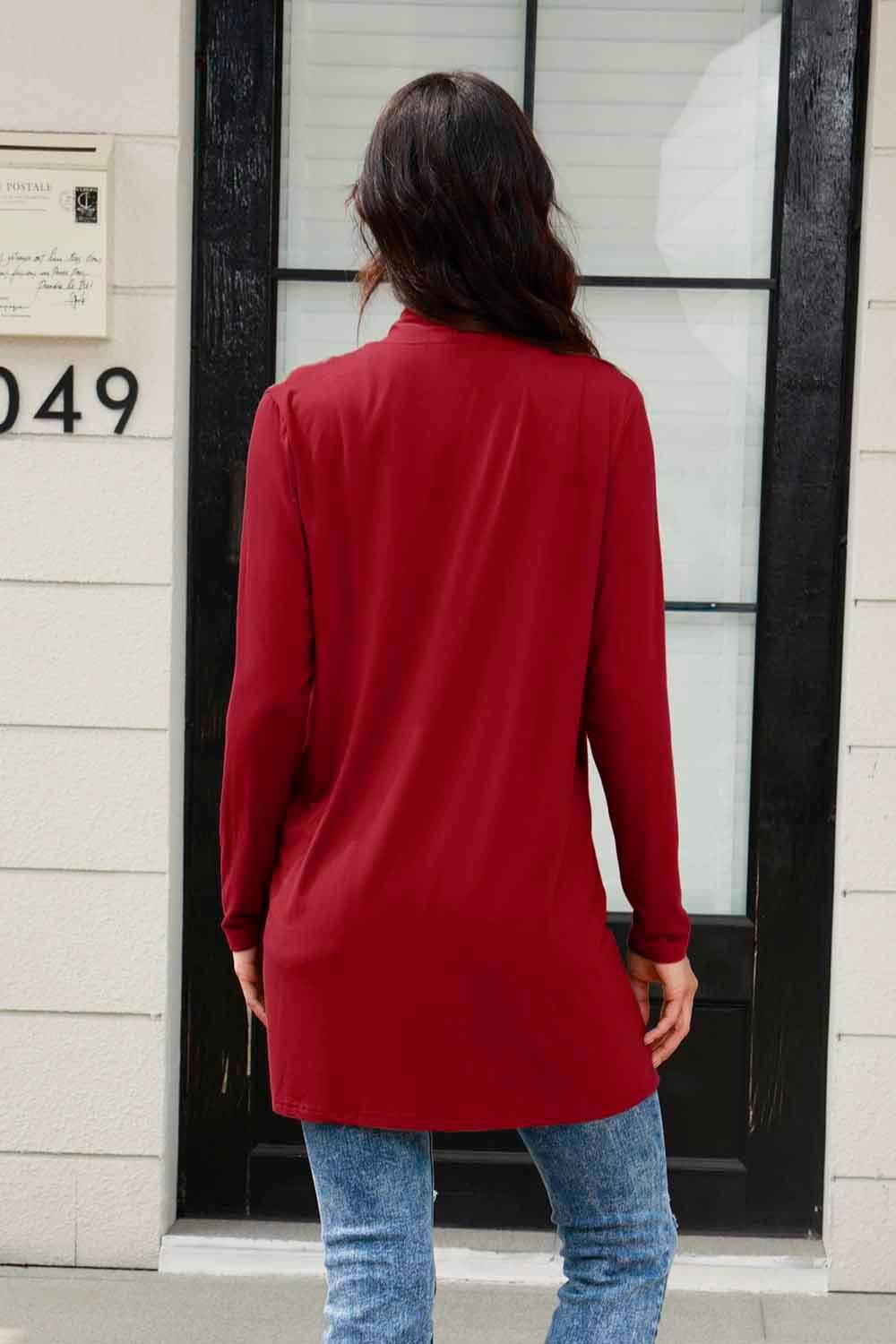 Basic Bae Full Size Open Front Long Sleeve Cardigan with Pockets - Selvanelle