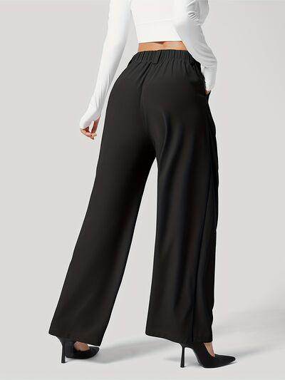Wide Leg Pants with Pockets for Women in Sheer Style - Selvanelle