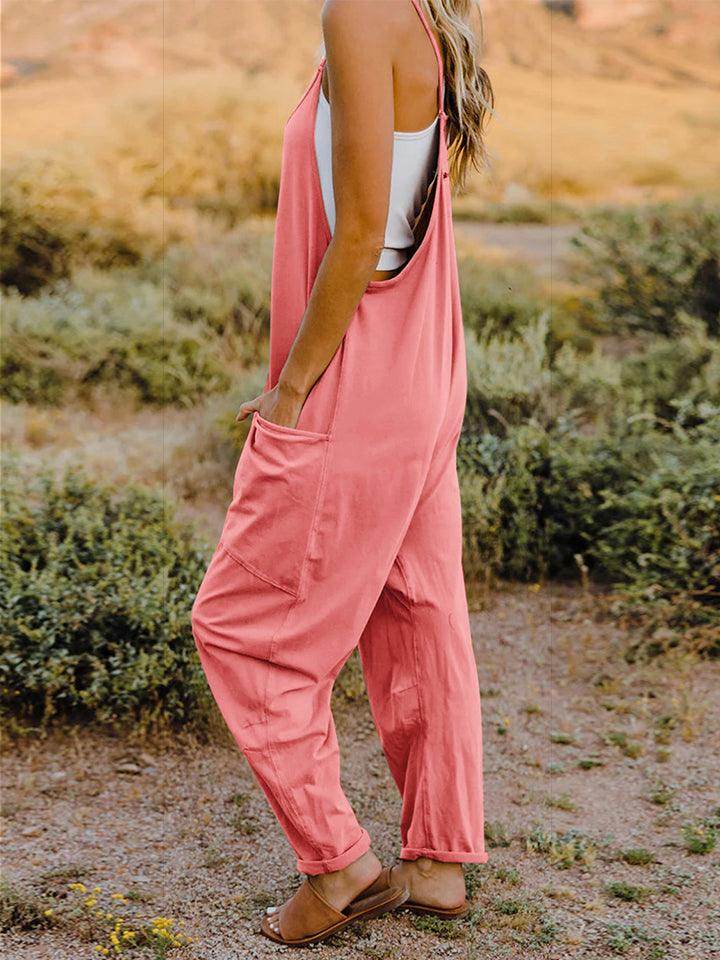 Double Take Full Size Sleeveless V-Neck Pocketed Jumpsuit - Selvanelle