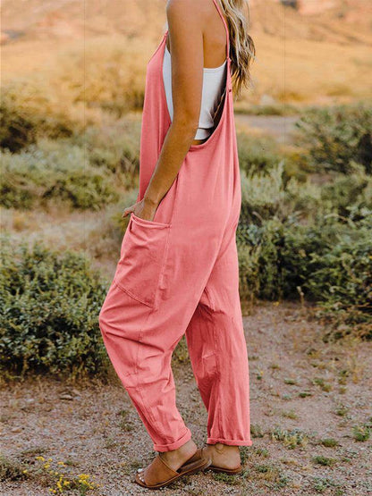 Double Take Full Size Sleeveless V-Neck Pocketed Jumpsuit - Selvanelle