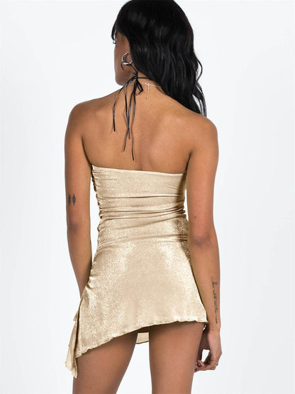Slit Drawstring Sleeveless Wrap Dress - Selvanelle