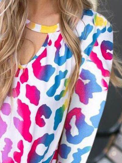 Cutout Round Neck Long Sleeve T-Shirt for Women Casual Wear - Selvanelle