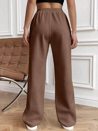 Drawstring Elastic Waist Pants with Pockets for Women - Selvanelle