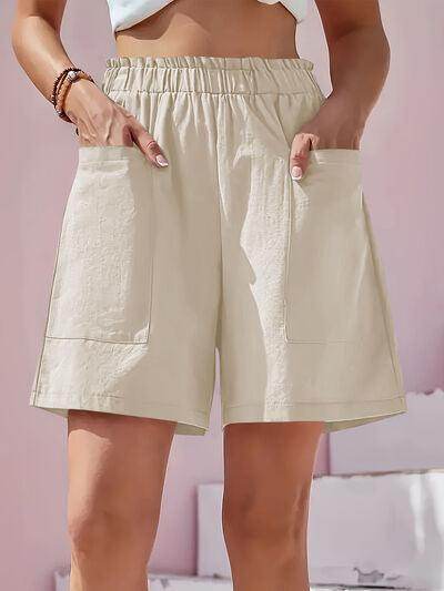 Full Size Pocketed Elastic Waist Shorts for Everyday Comfort - Selvanelle