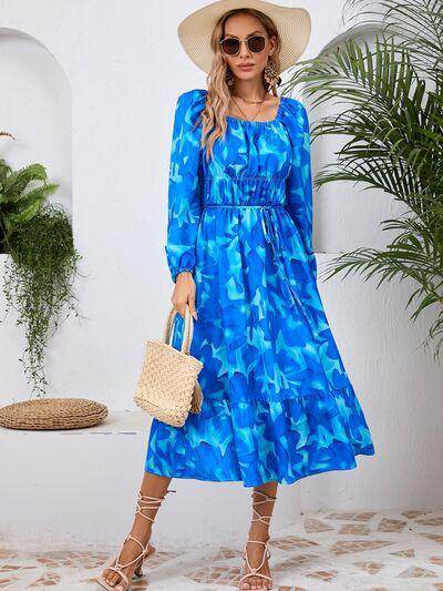 Stylish Printed Long Sleeve Midi Dress for All Occasions - Selvanelle