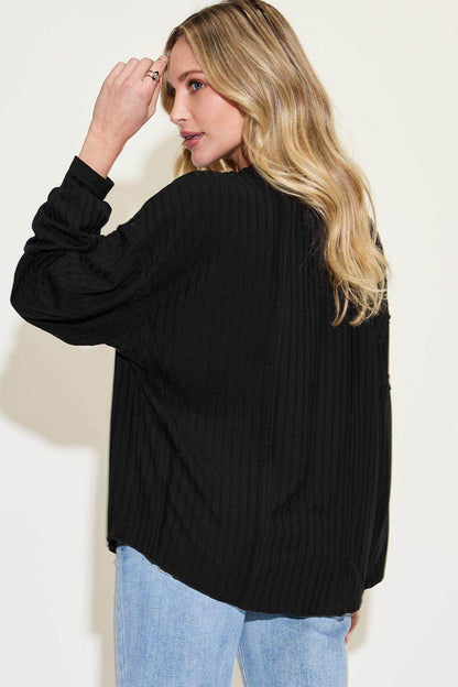 Basic Bae Full Size Ribbed Round Neck Long Sleeve T-Shirt - Selvanelle