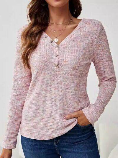 V-Neck Long Sleeve T-Shirt for Women in Comfortable Fit - Selvanelle