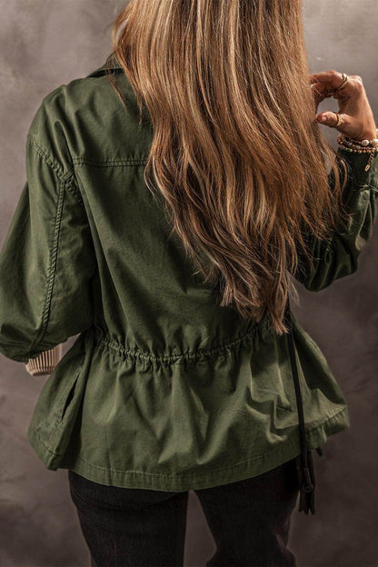 Zip Up Long Sleeve Jacket for Women in Cotton Fabric - Selvanelle