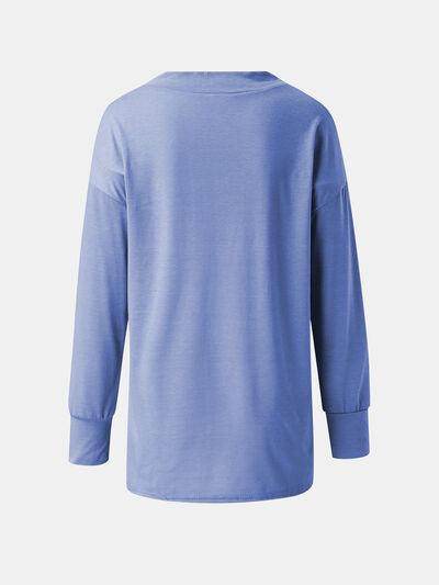 Full Size V-Neck Long Sleeve T-Shirt for Women Casual Wear - Selvanelle