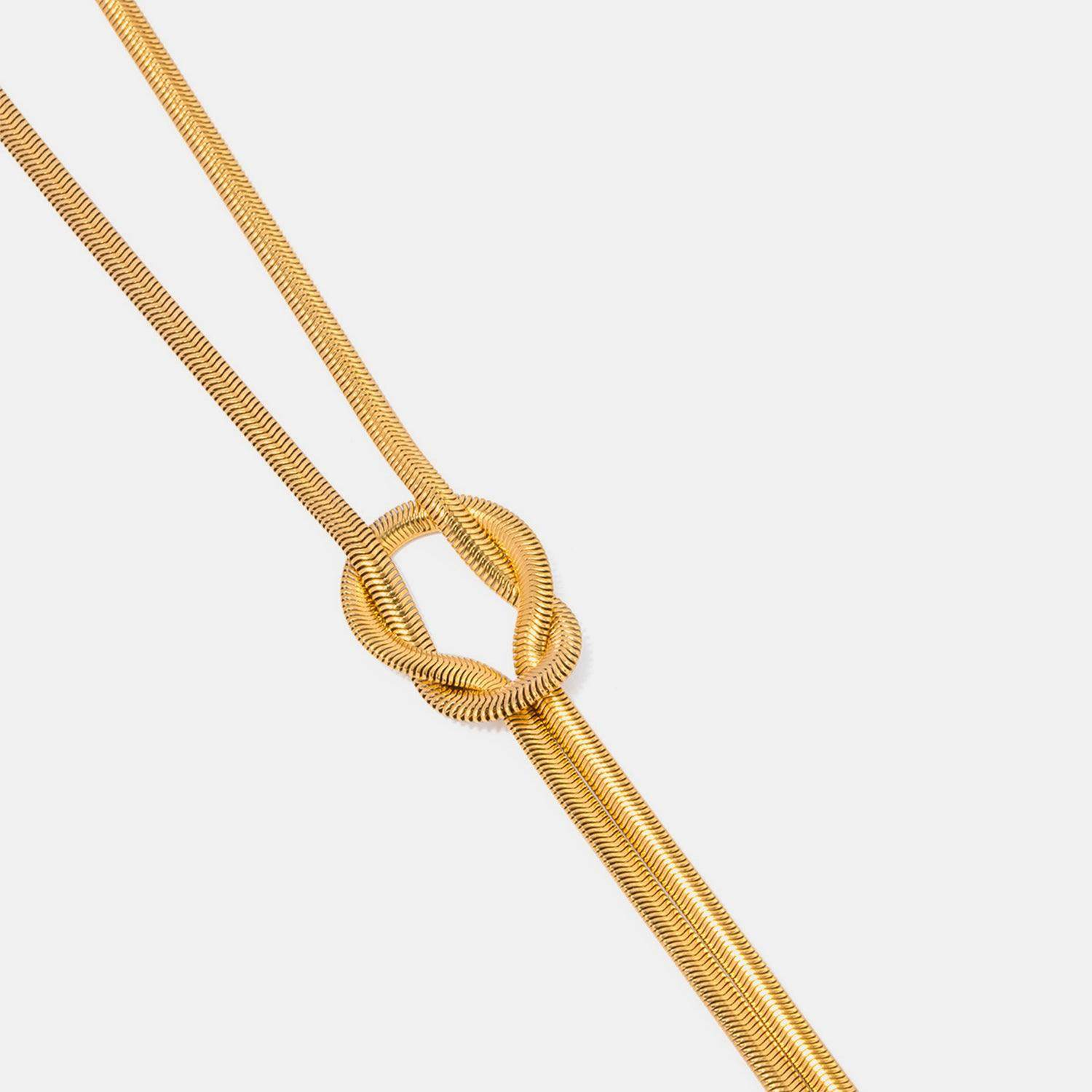 Double Layered Knot Herringbone Choker Necklace in Silver - Selvanelle