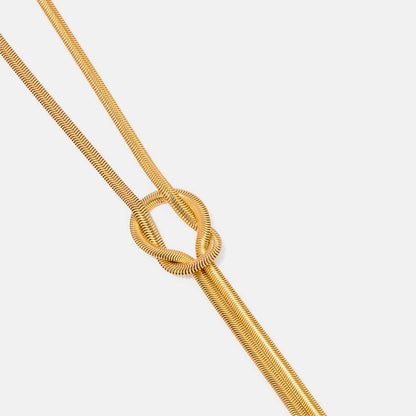 Double Layered Knot Herringbone Choker Necklace in Silver - Selvanelle