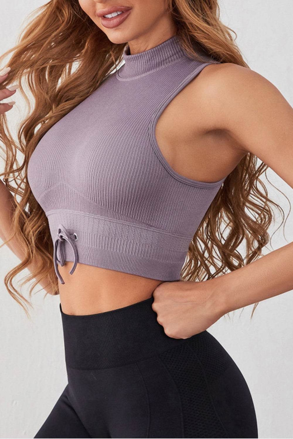 Mock Neck Ribbed Sports Tank - Selvanelle