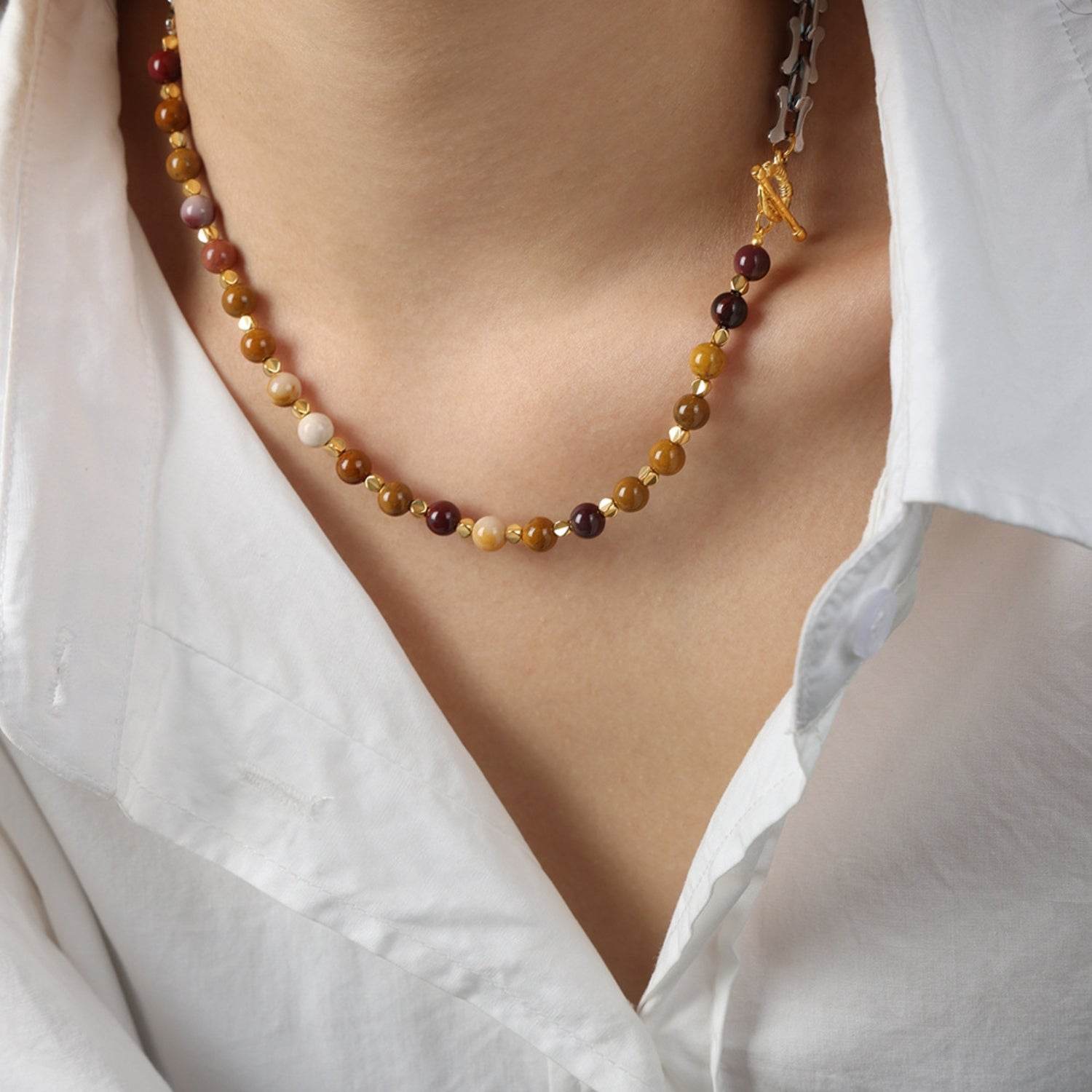 Titanium Steel Egg Yolk Stone Necklace - Selvanelle