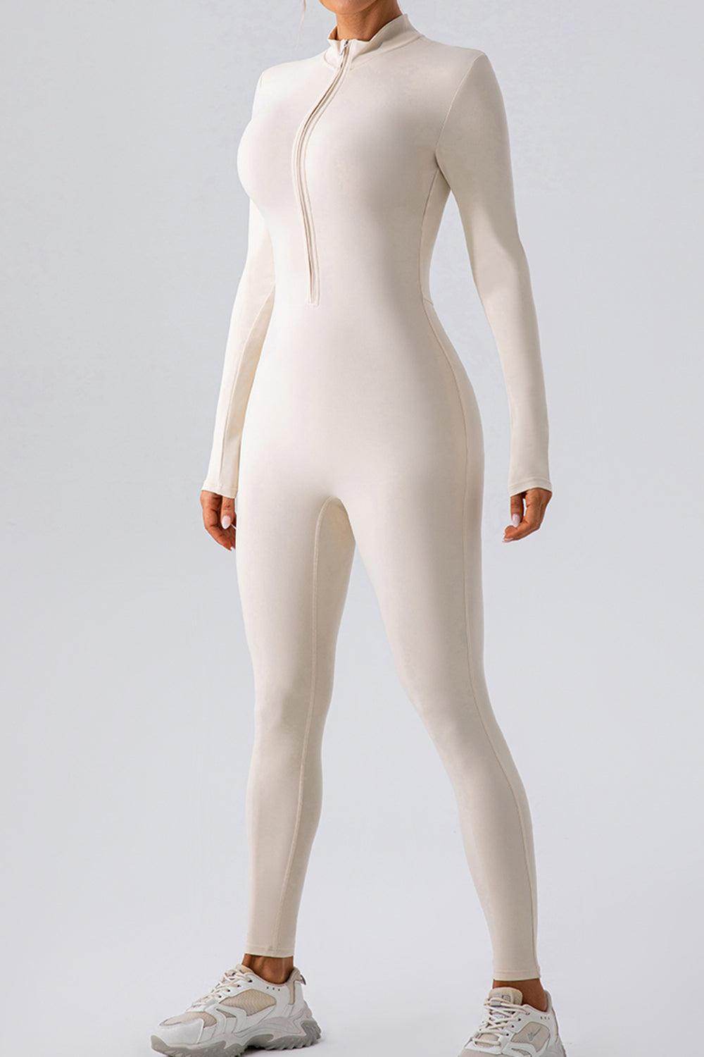 Half Zip Mock Neck Active Jumpsuit for Women Comfort Fit - Selvanelle