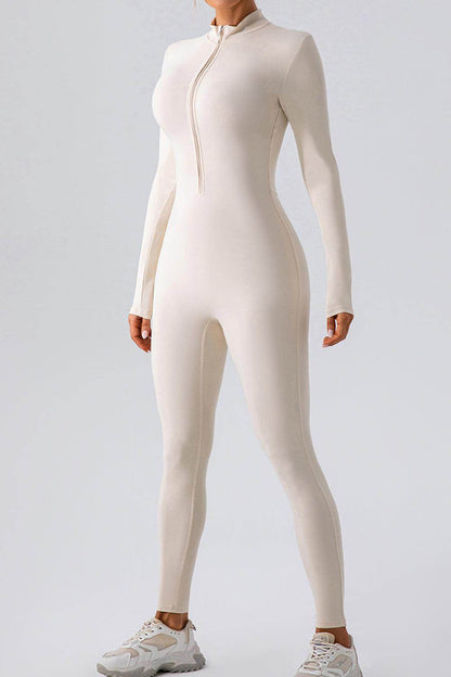 Half Zip Mock Neck Active Jumpsuit for Women Comfort Fit - Selvanelle