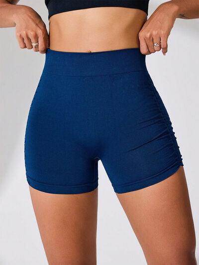 Side Ruched High Rise Active Shorts for Women Fitness - Selvanelle