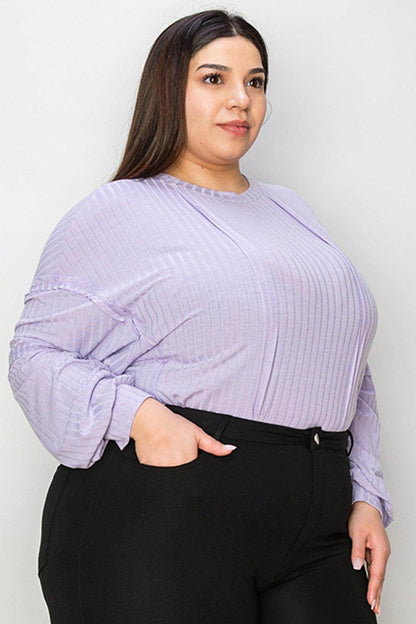 Basic Bae Full Size Ribbed Round Neck Long Sleeve T-Shirt - Selvanelle