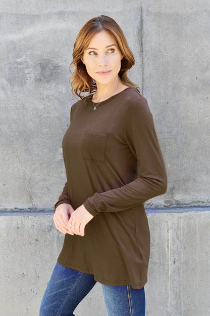 Basic Bae Full Size Round Neck Long Sleeve Top for Women - Selvanelle
