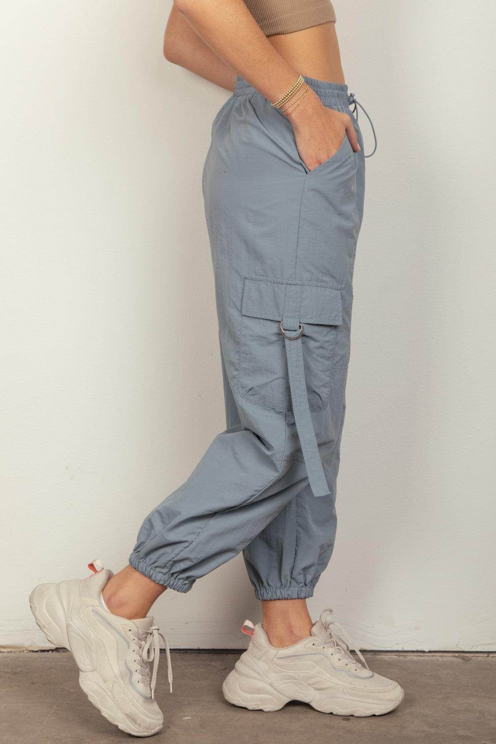 Very J Elastic Waist Woven Cargo Pants for Trendy Style - Selvanelle