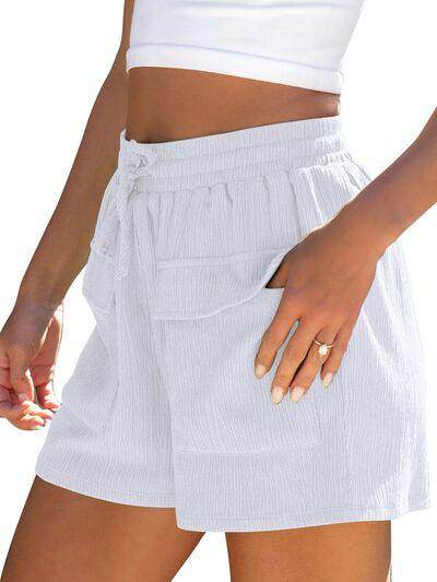 Drawstring High Waist Shorts with Pockets for Women - Selvanelle