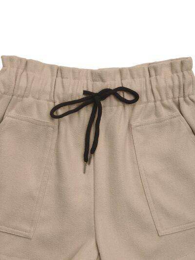 Perfee Frill Drawstring Shorts With Pockets For Women - Selvanelle